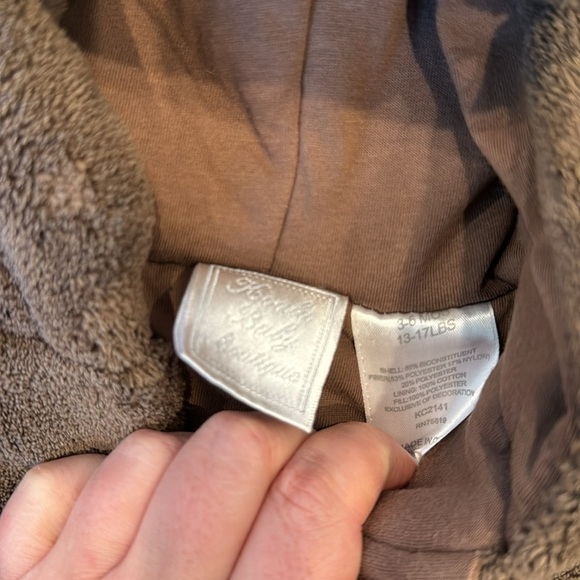 Baby Sherpa fleece fuzzy warm bear ear hooded bunting winter snow - Picture 3 of 6